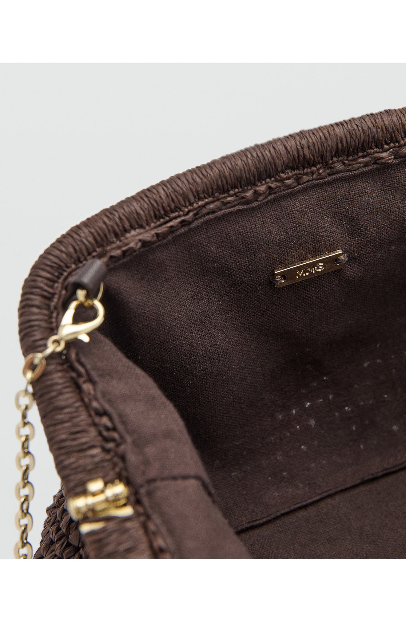 MANGO Natural Fiber Frame Clutch, Alternate, color, Chocolate