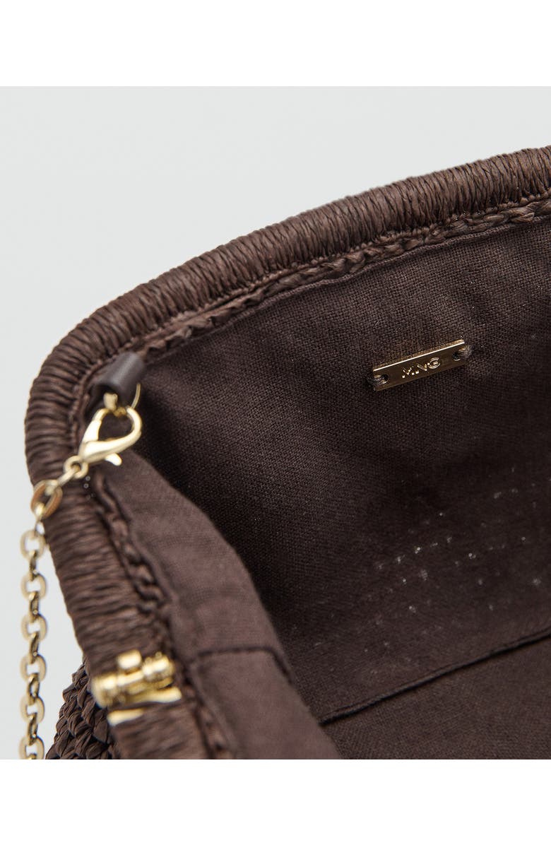 MANGO Natural Fiber Frame Clutch, Alternate, color, Chocolate
