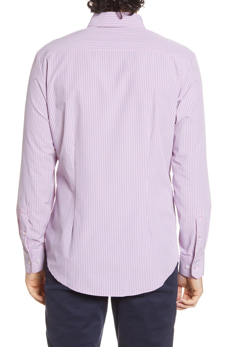 Mizzen + Main Leeward Trim Fit Button-Down Performance Shirt, Alternate, color, RED NAVY MICRO CHECK