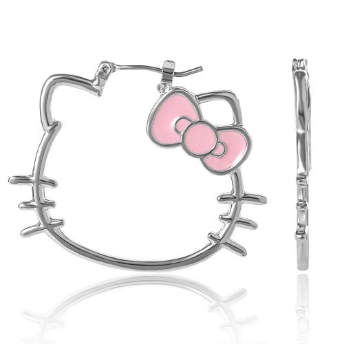 Hello Kitty Silhouette Hoop Earrings In Silver
