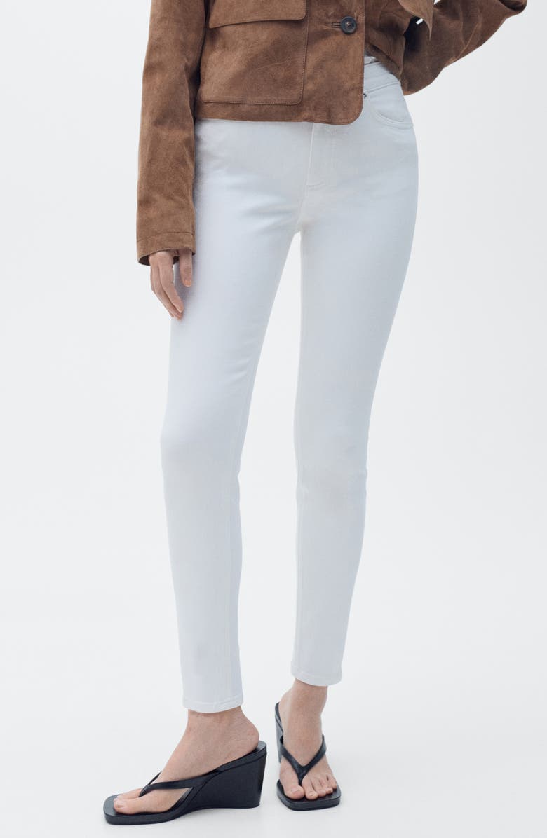 MANGO Newisa Mid Rise Skinny Jeans, Main, color, White