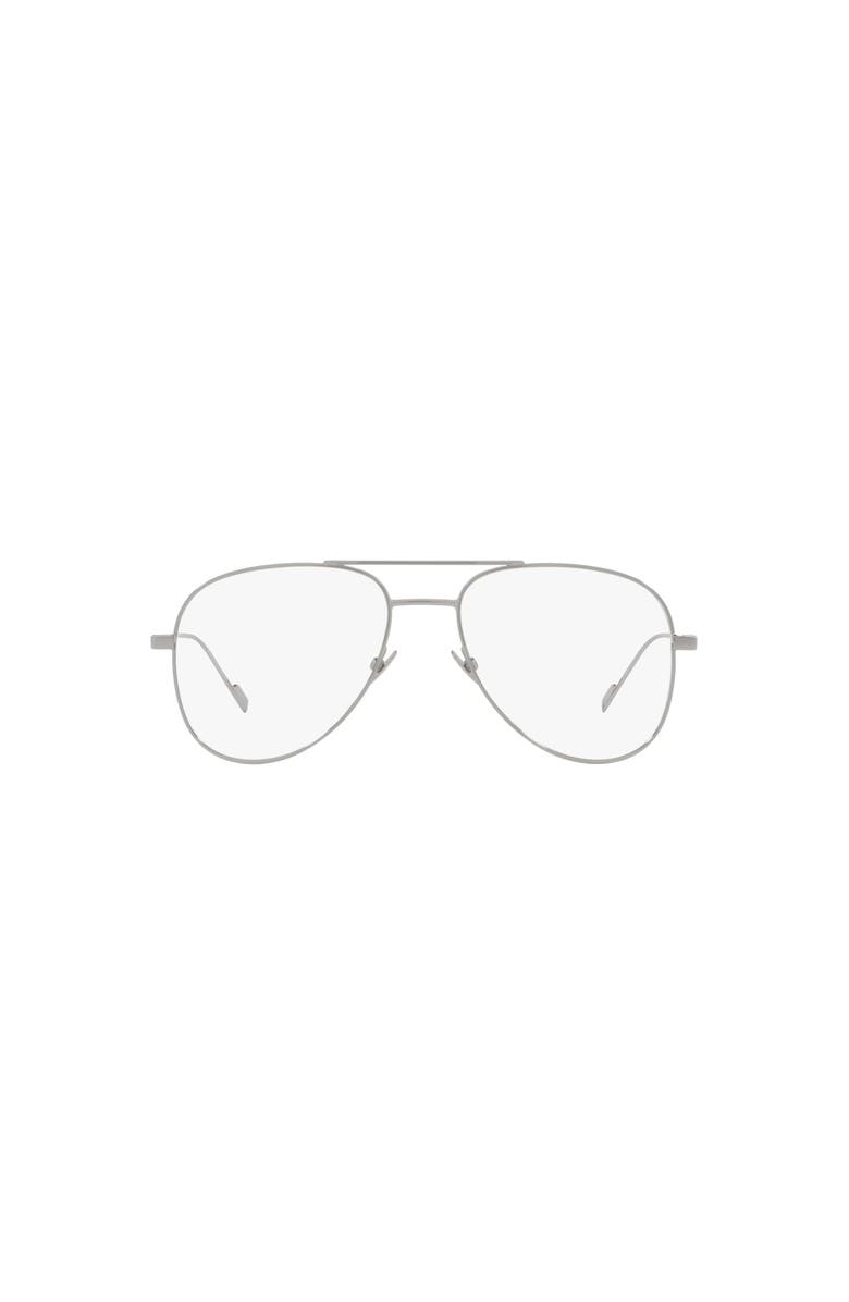 Saint Laurent 55mm Pilot optical glasses, Alternate, color, Silver