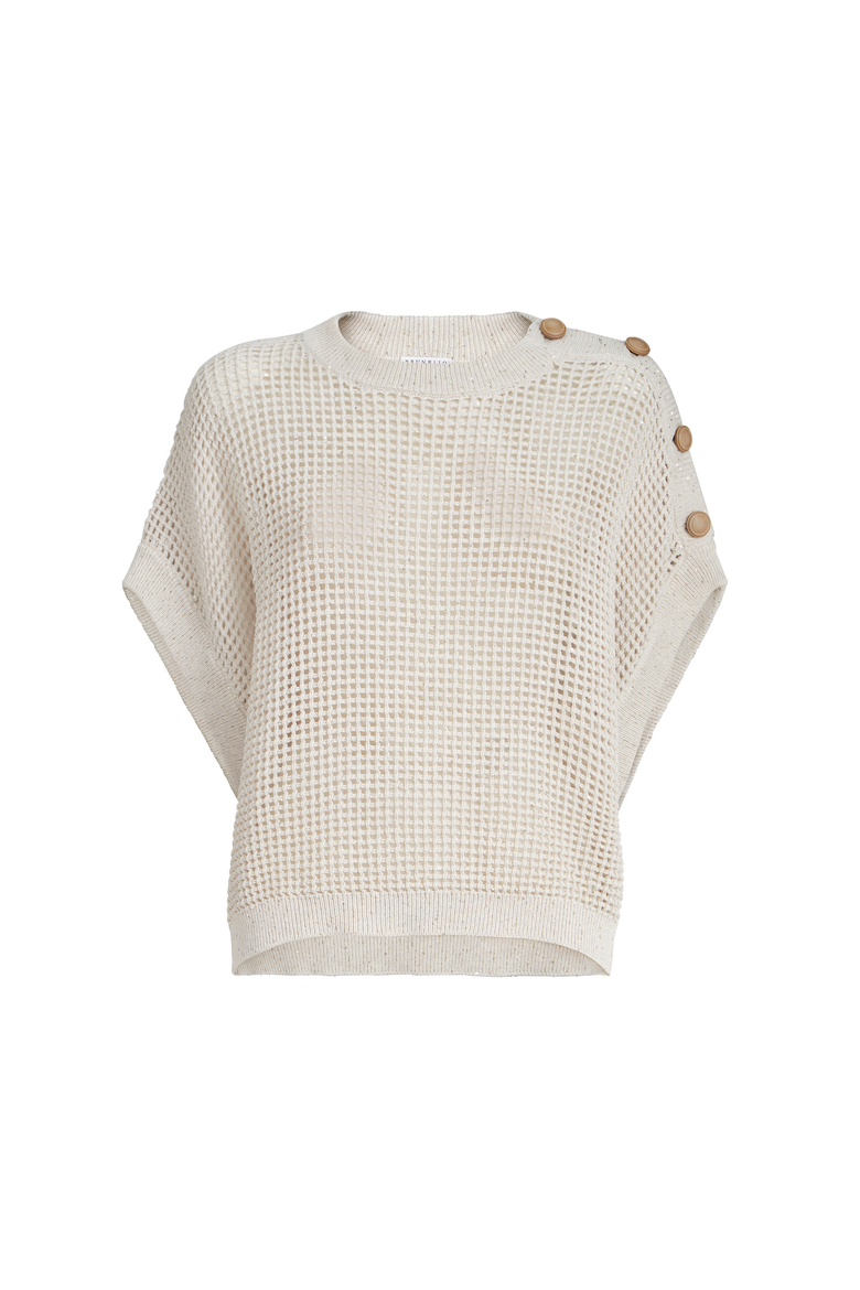 Cotton net sweater, Alternate, color, Oat