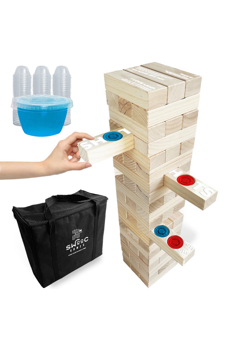 Swooc Games Giant Tower Party Game with Hidden Shots, Main, color, Beige
