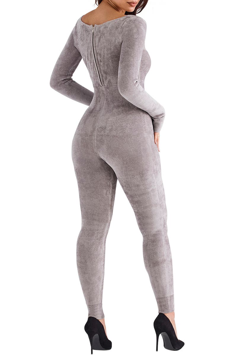 HOUSE OF CB Isis Chenille Long Sleeve Jumpsuit, Alternate, color, Mink