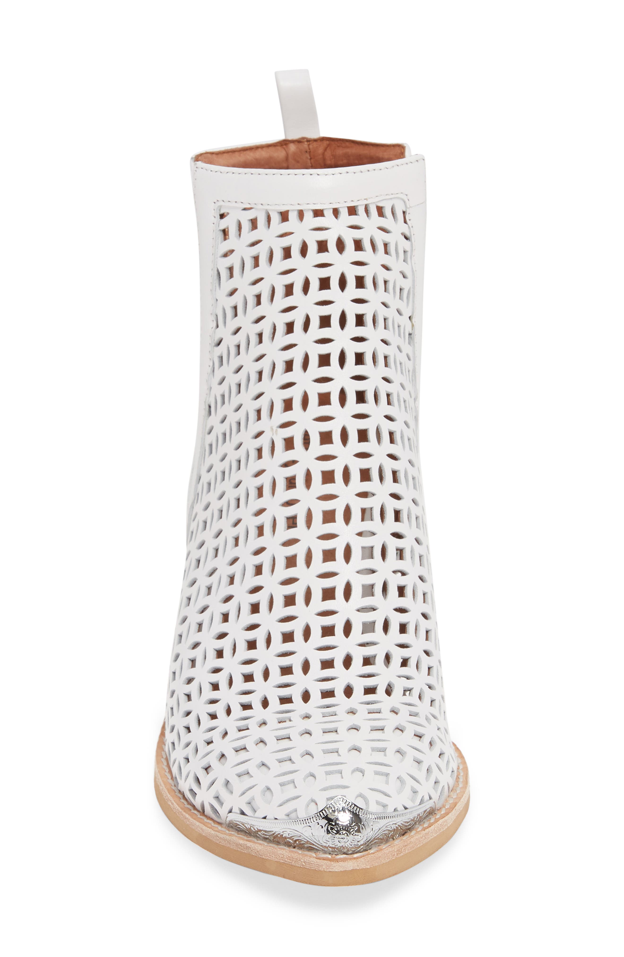 Cromwell-C2 Perforated Bootie, Alternate, color, WHITE LEATHER