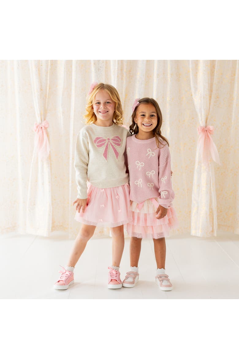 Pearl Bow Patch Sweatshirt, Alternate, color, Natural