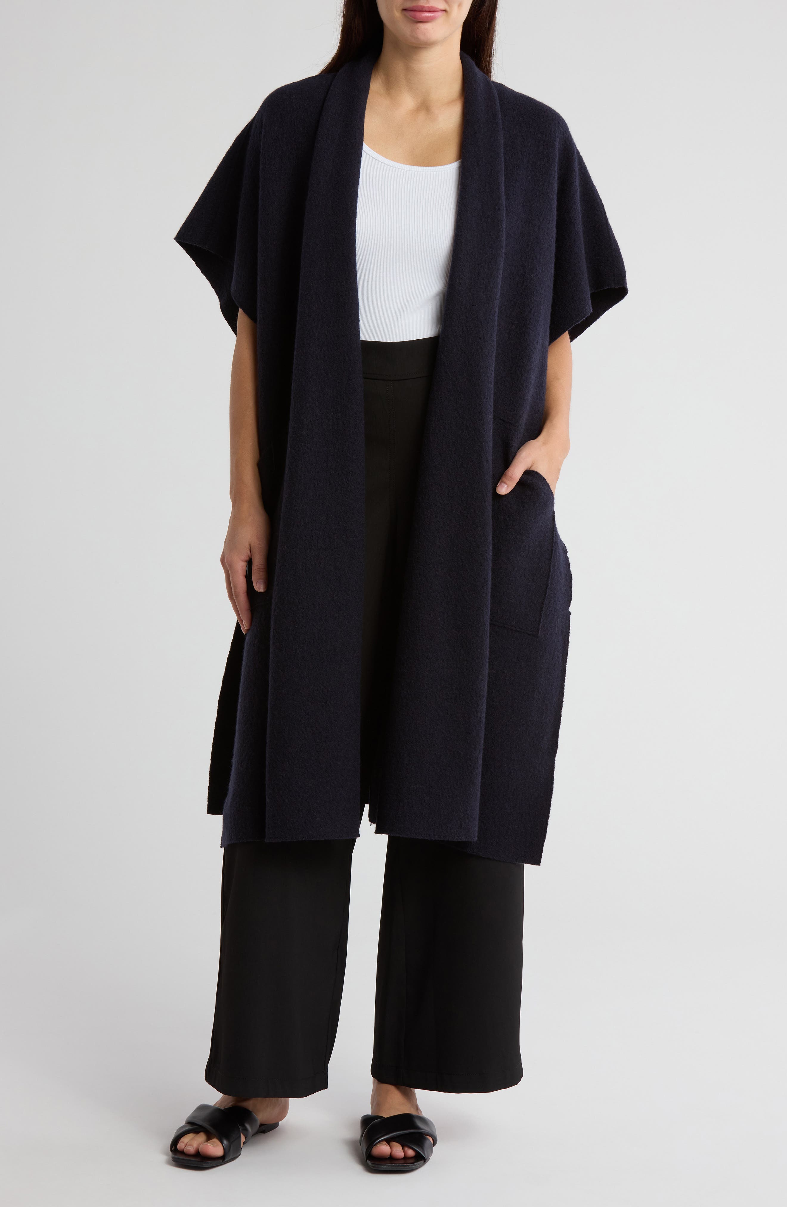 Eileen Fisher Oversize Boiled Wool Poncho (Women) | Nordstromrack