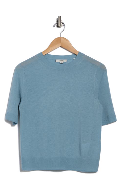 Vince Short Sleeve Wool Blend Sweater In Blue
