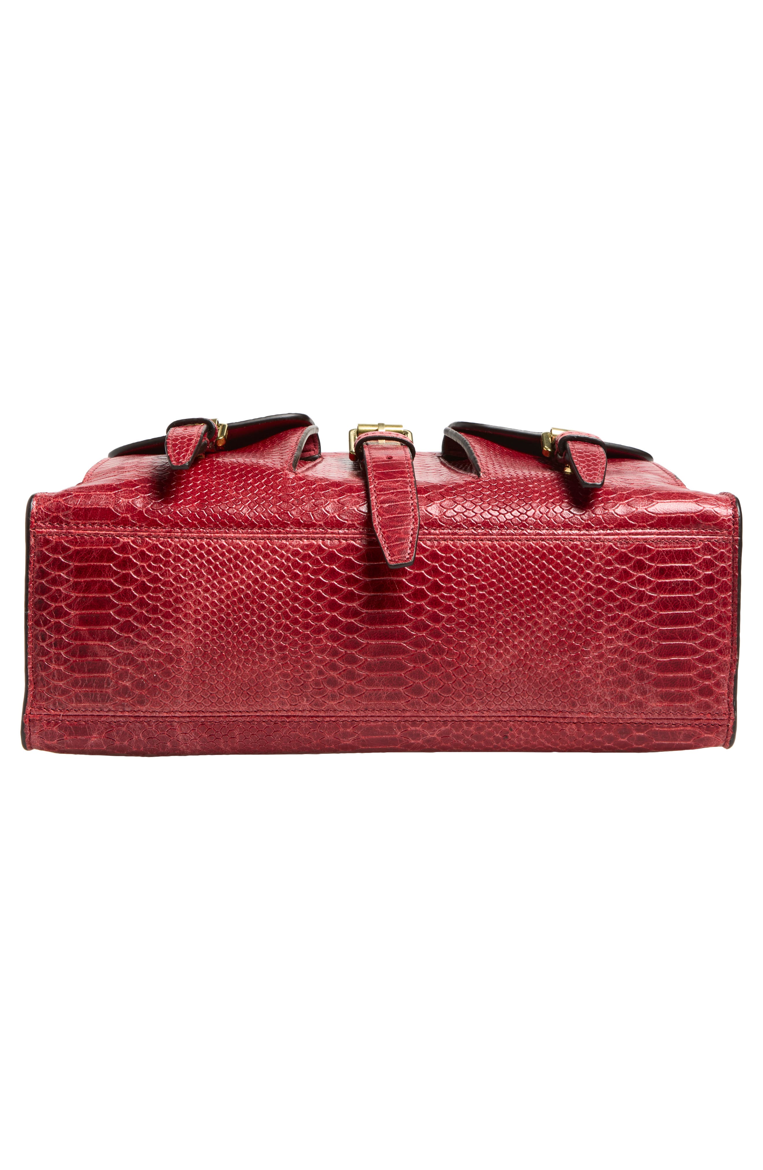 Small Roxanne Croc Embossed Leather Satchel, Alternate, color, APPLE RED