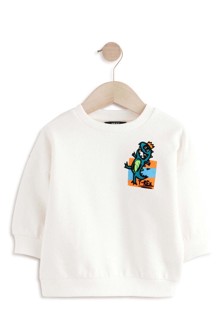 Kids' Dinosaur Graphic Sweatshirt, Main, color, WHITE