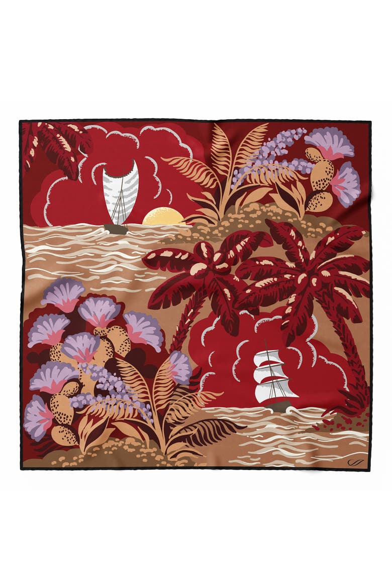 Isola - Silk Pocket Square for Men, Main, color, Red