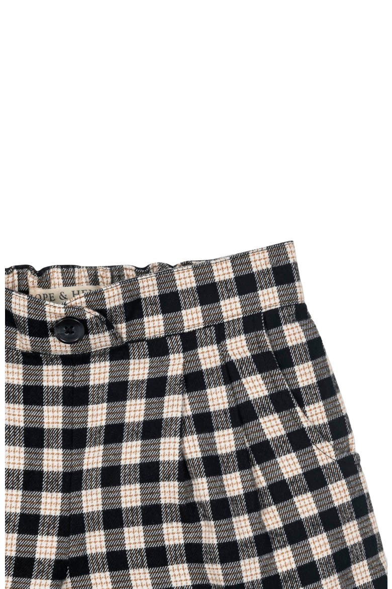 Girls' Organic Pleated Flannel Short, Kids, Alternate, color, Black and Ivory Check