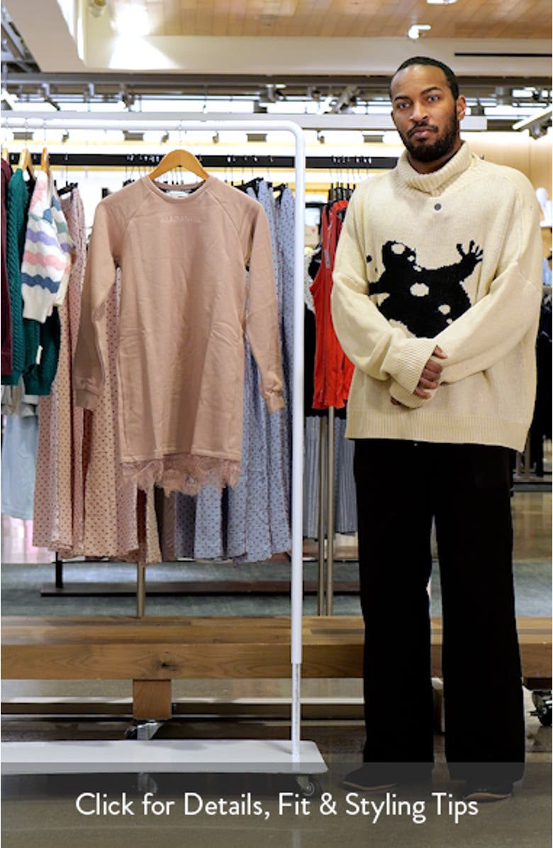 Kids' Lee Lace Trim Long Sleeve Sweatshirt Dress, sales video thumbnail