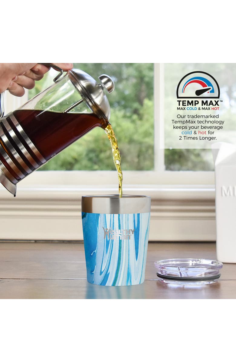 Healthy Human Stainless Steel Tumbler with Straw 12oz Ocean Tide, Alternate, color, Blue