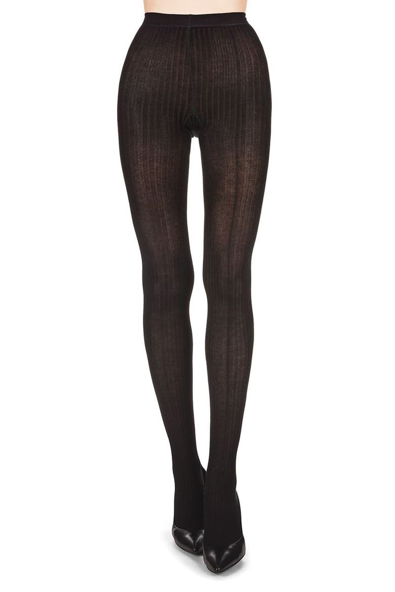Rib Knit Tights, Alternate, color, BLACK