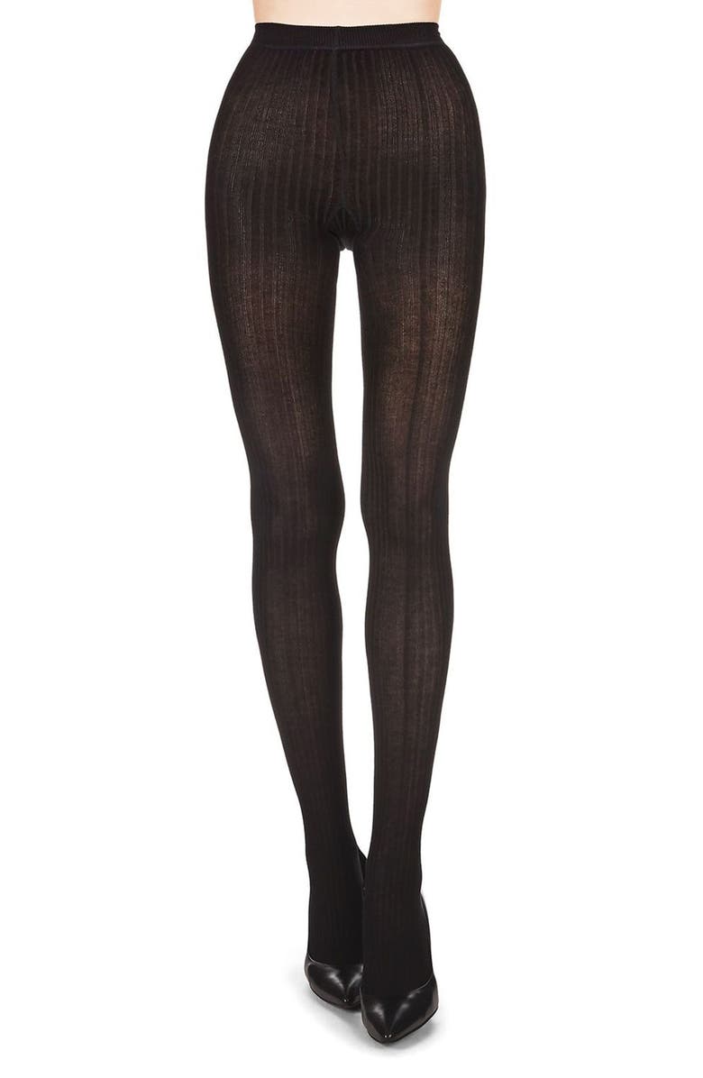 MeMoi Rib Knit Tights, Alternate, color, Black