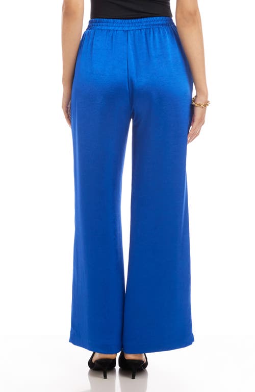 Karen Kane Wide Leg Satin Pants In Blue