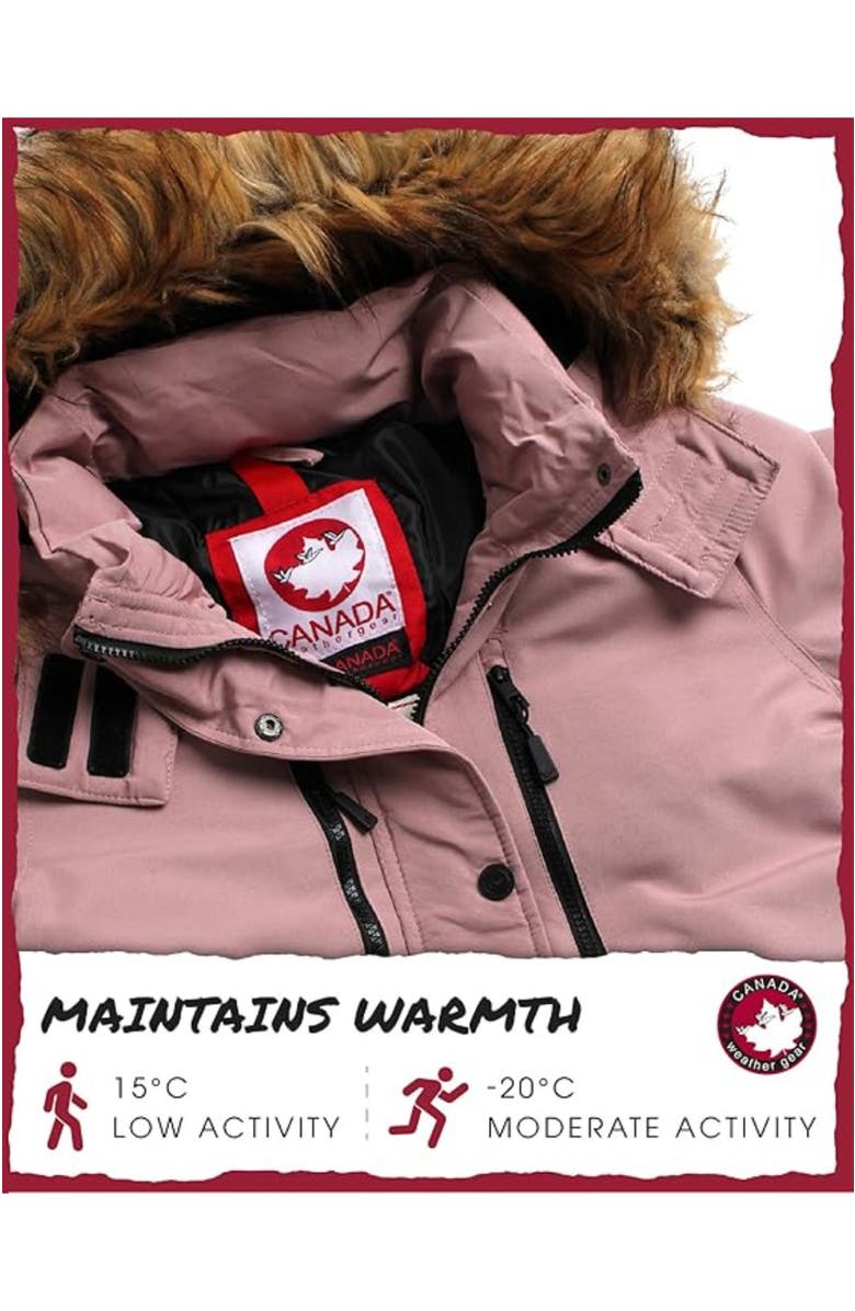 CANADA WEATHER GEAR Women
s Long Winter Jacket, Alternate, color, Dusty Rose