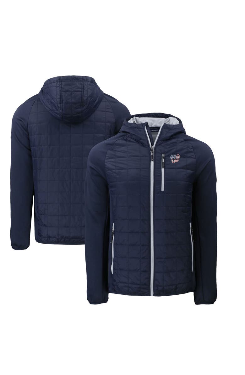 Cutter & Buck Men's Cutter & Buck  Navy Washington Nationals Americana Rainier Primaloft Eco Raglan Full-Zip Hybrid Jacket, Alternate, color, 
