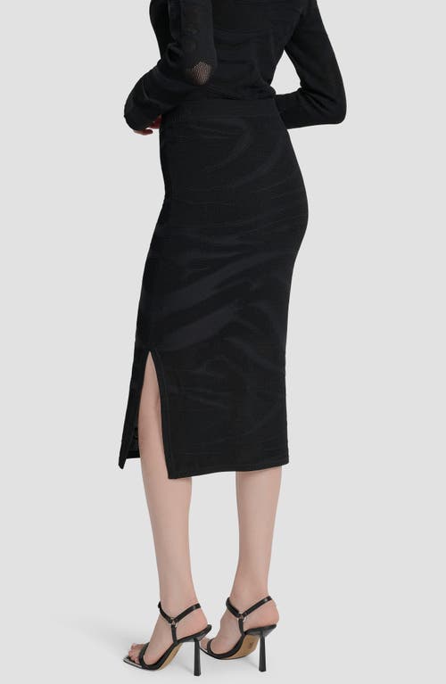 Dkny Zebra Stripe Knit Pencil Skirt In Black