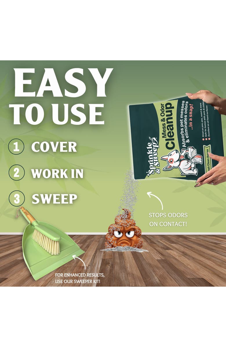 Sprinkle & Sweep Pet Mess and Odor Cleanup Bundle, 15oz Bag, Broom, 24oz Spray, Alternate, color, Multicolored