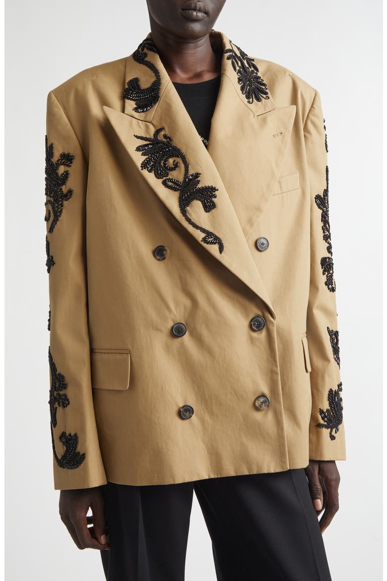 Oversize Embroidered Blazer, Alternate, color, CAMEL