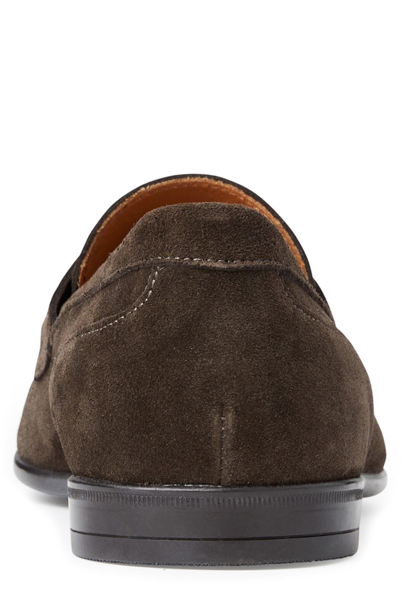 Silas Penny Loafer, Alternate, color, DARK BROWN SUEDE