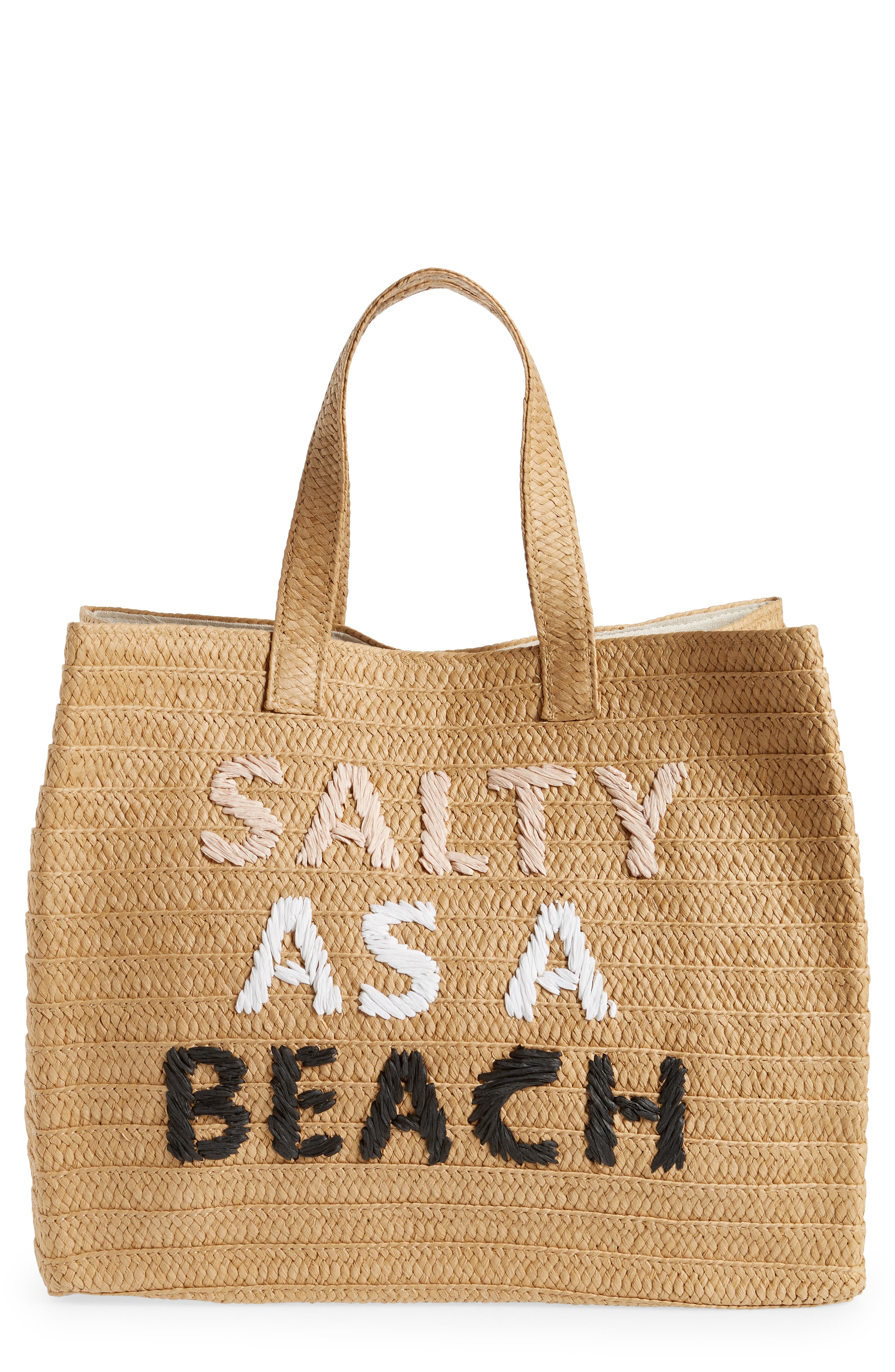 BTB Los Angeles Salty as a Beach Straw Tote, Main, color, 