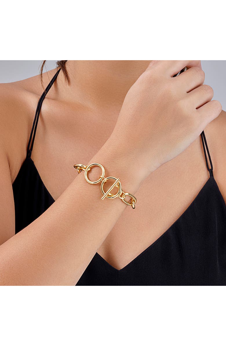 Sterling Forever 14K Gold Plated Linked Bracelet, Alternate, color, Gold