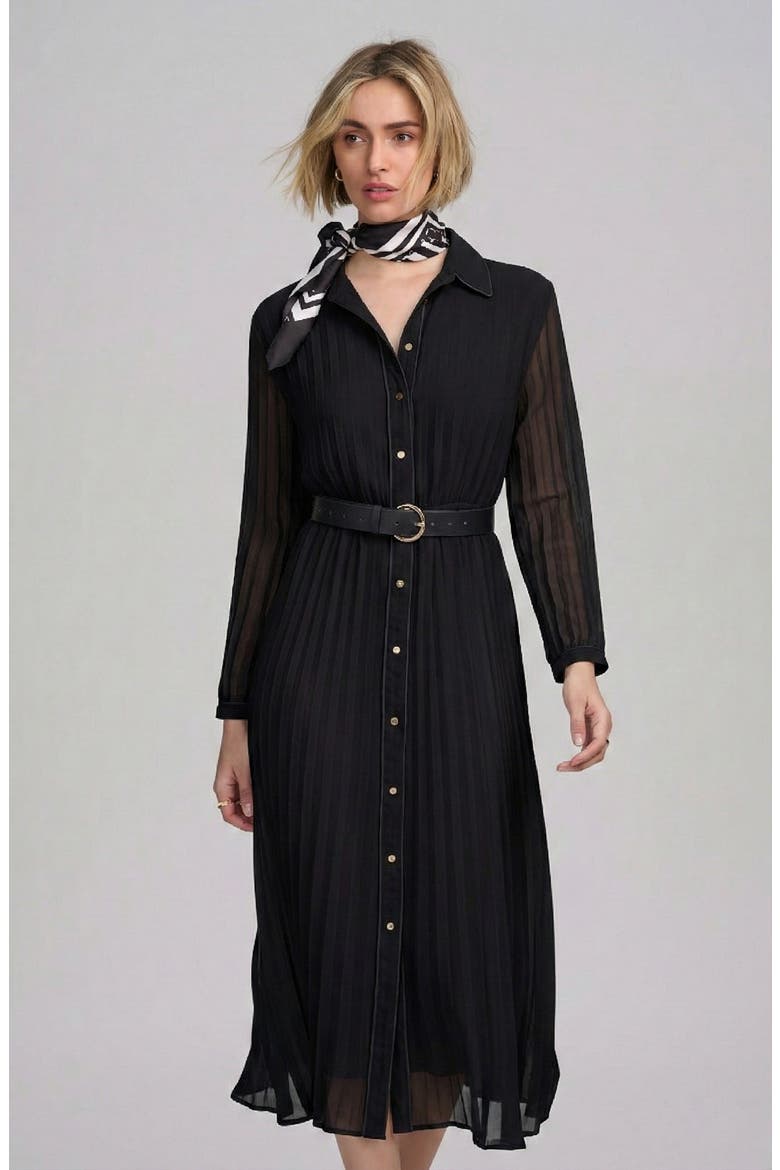 Woven Pleated Dress, Alternate, color, BLACK