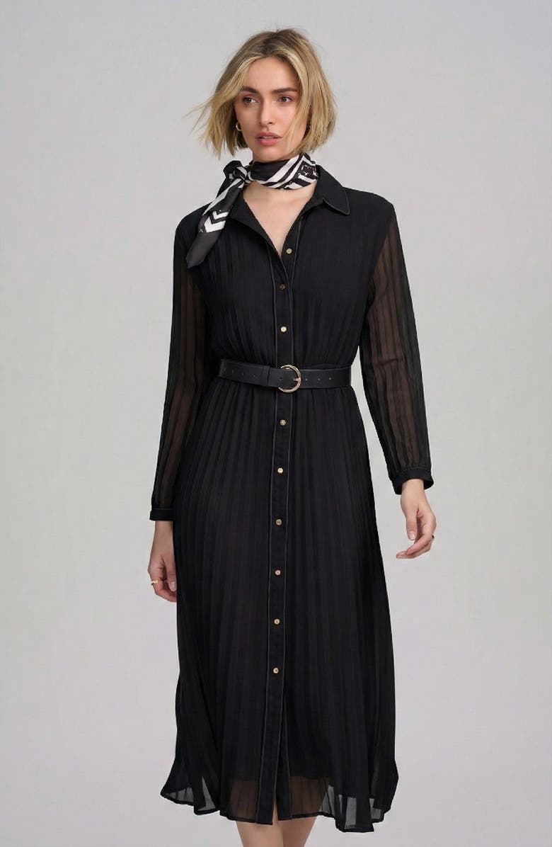 ELLE Collection Woven Pleated Dress, Alternate, color, Black