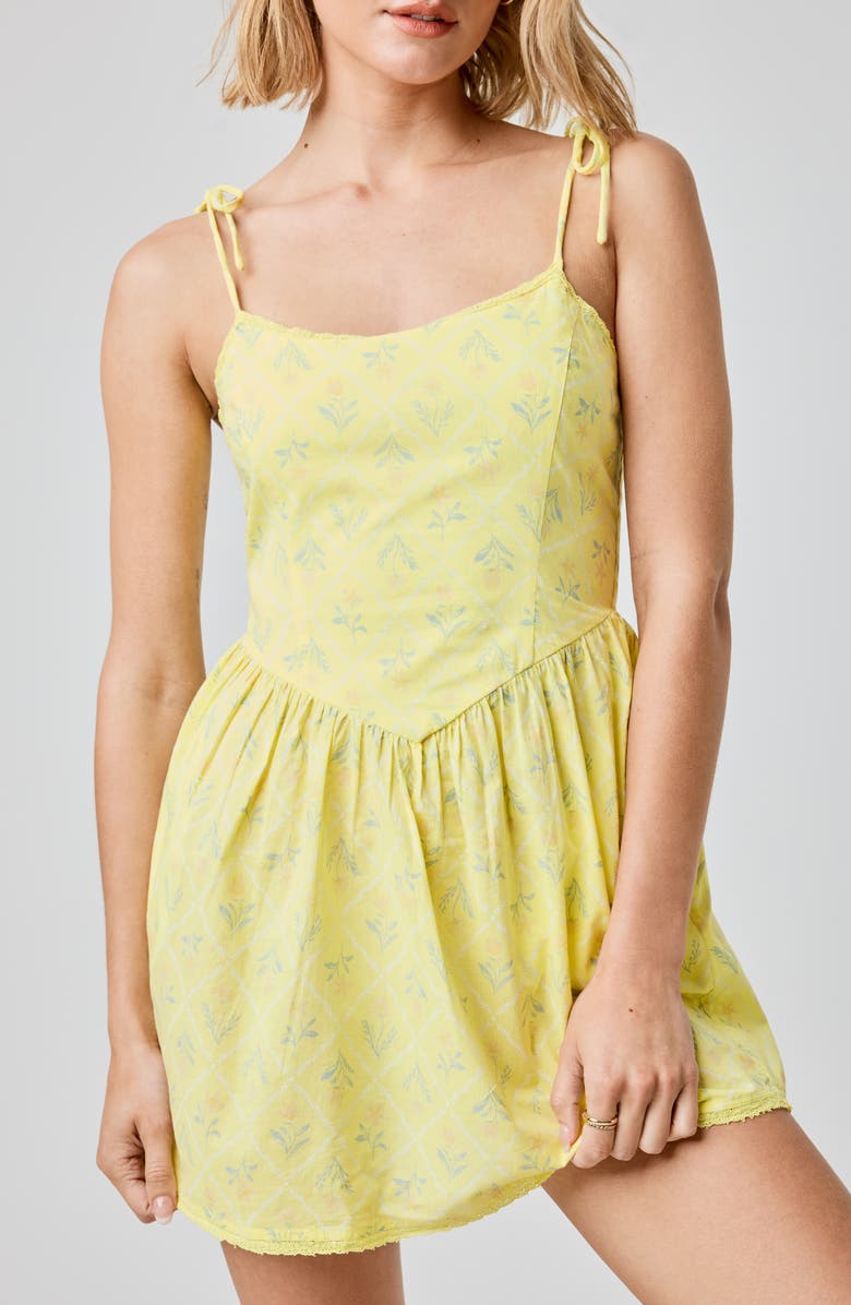 Florence by Mills Lace Trim Tie Strap Minidress, Alternate, color, Capri Floral