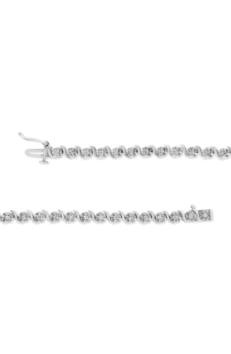 Haus of Brilliance Silver 1.0 Cttw Diamond Spiral Wave Curved-Link Tennis Bracelet, Alternate, color, White