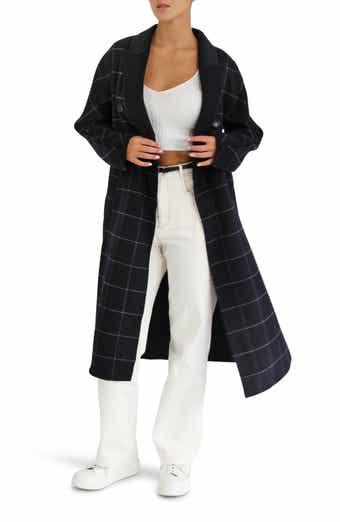 Belle & Bloom Guest List Windowpane Plaid Wool Blend Coat
