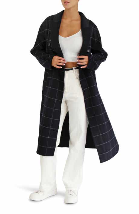 Belle & Bloom Guest List Windowpane Plaid Wool Blend Coat
