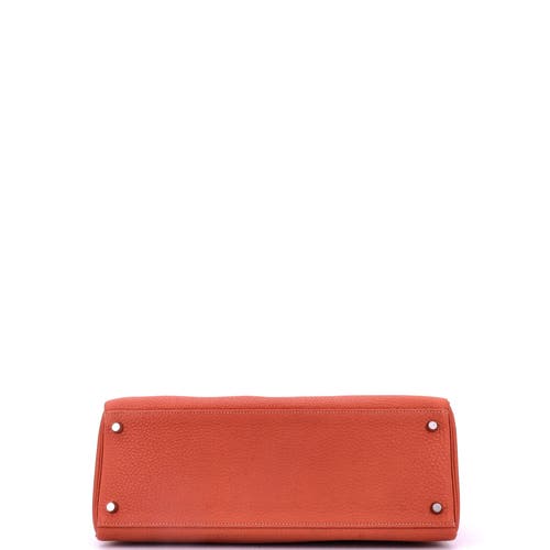 Pre-owned Hermes Hermes Kelly Amazone Handbag Orange Clemence With Palladium Hardware 35 In Red