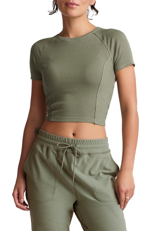 Rib Crop Short Sleeve Top