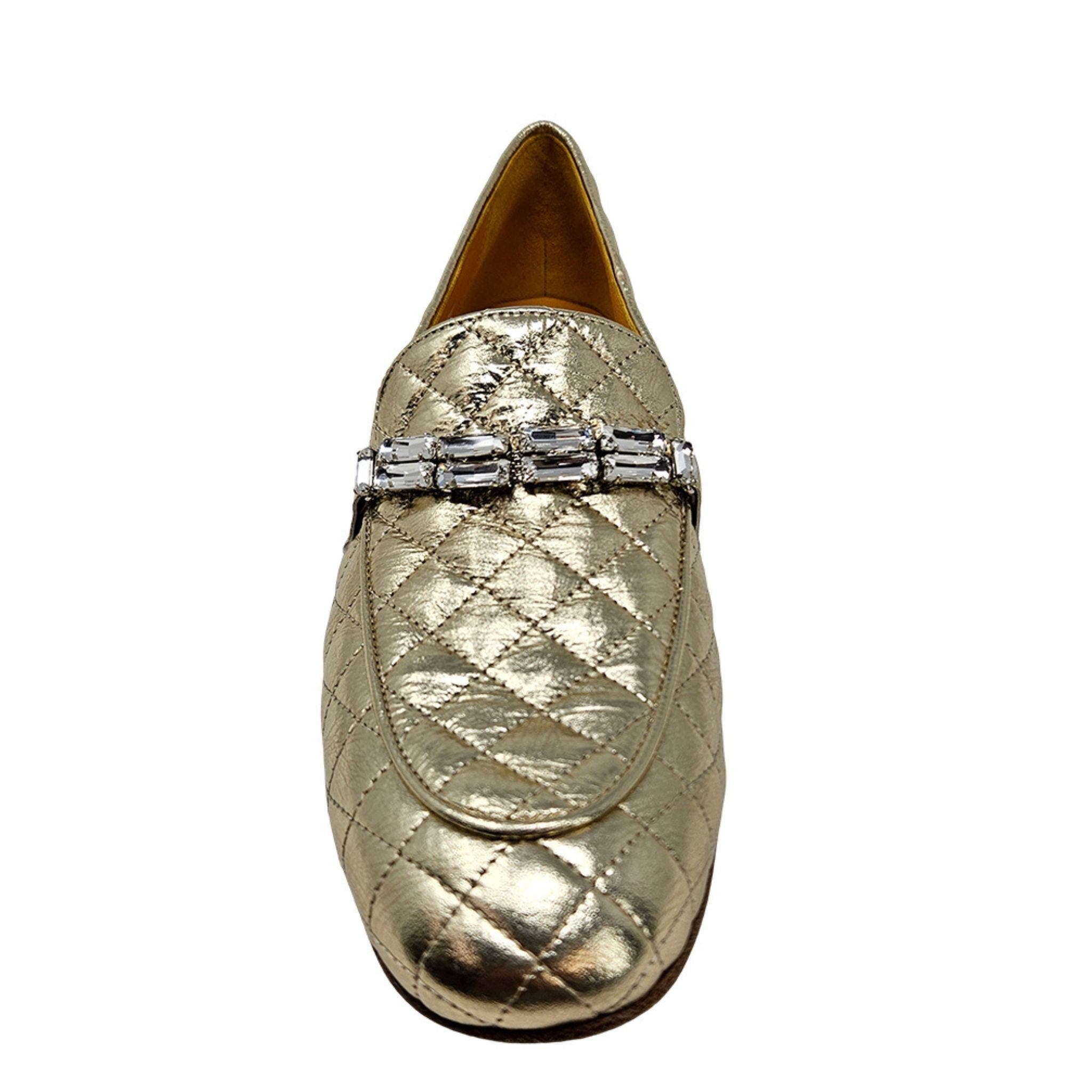 Flat Quilted Loafer, Alternate, color, Gold