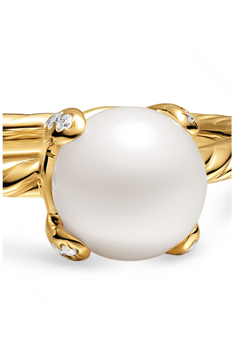 Freshwater Pearl Classics Ring in 18K Yellow Gold with Diamonds, 2mm, Alternate, color, GOLD