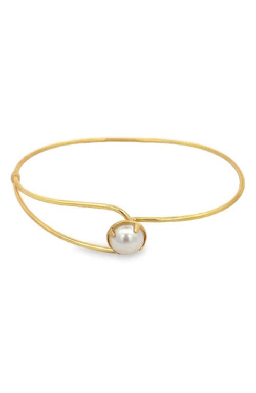 Macrae & Co . Faux Pearl Buckle Bracelet In Gold