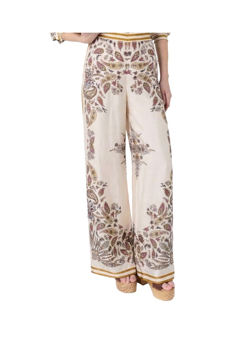 High-Waist Wide-Leg Trousers, Alternate, color, Yellow