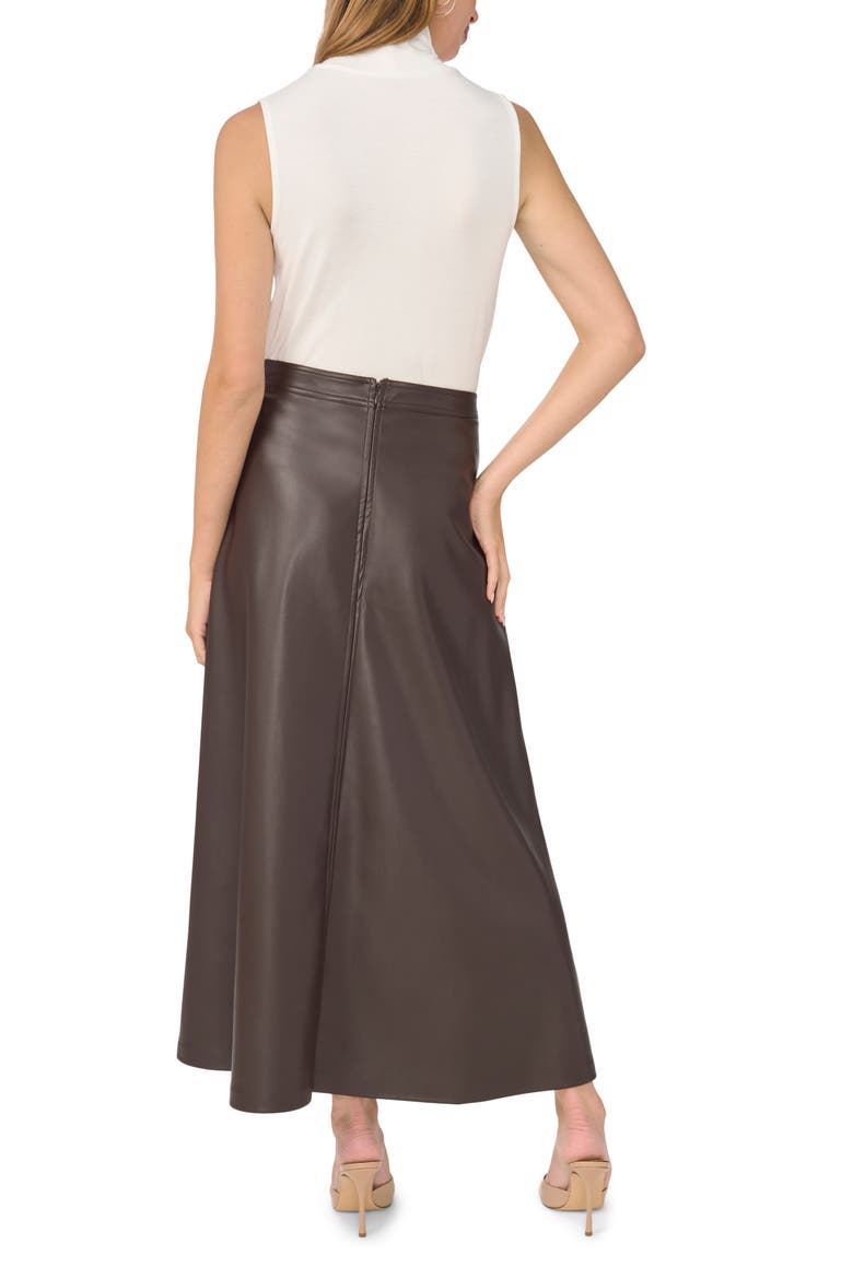 Faux Leather A-Line Skirt, Alternate, color, CHOCOLATE