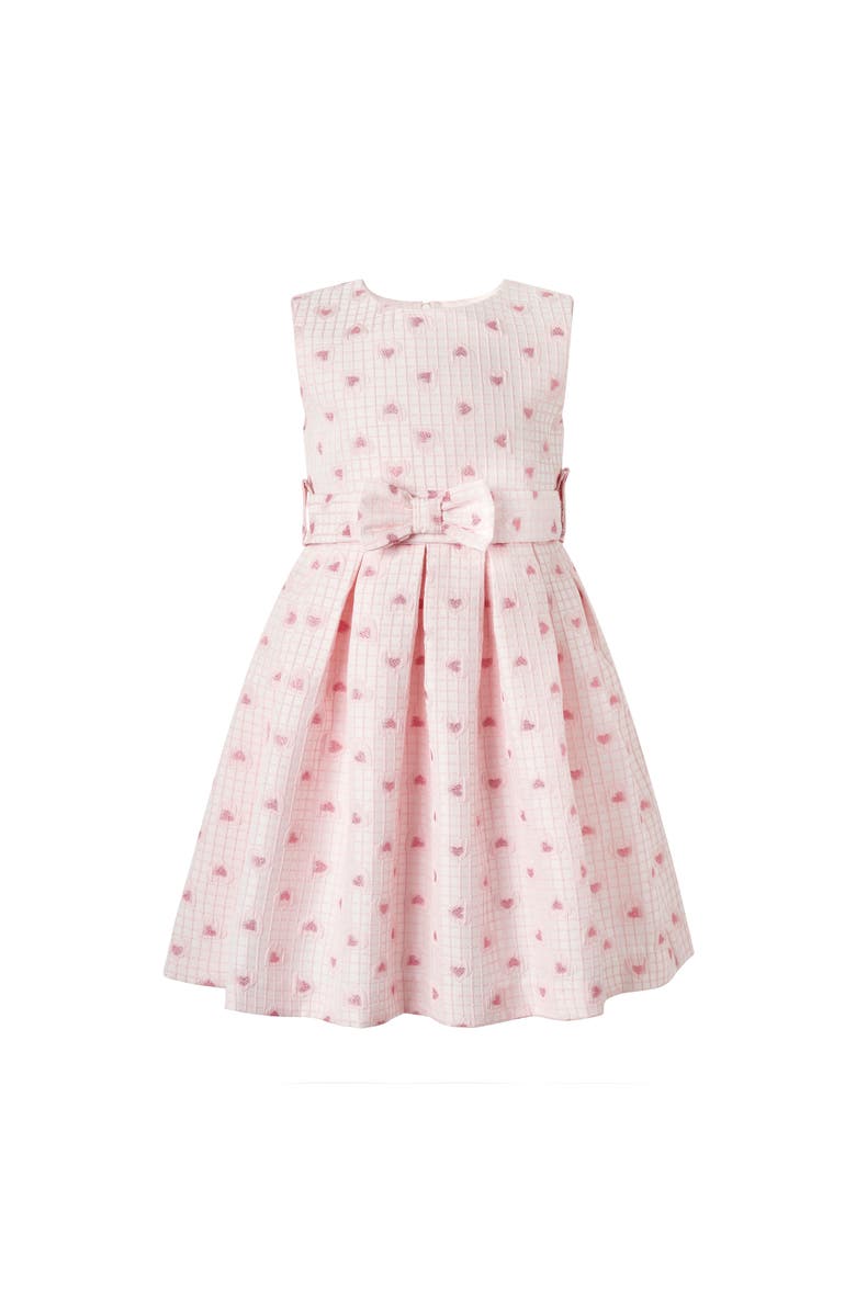 Rachel Riley Heart Check Damask Dress, Main, color, Pink