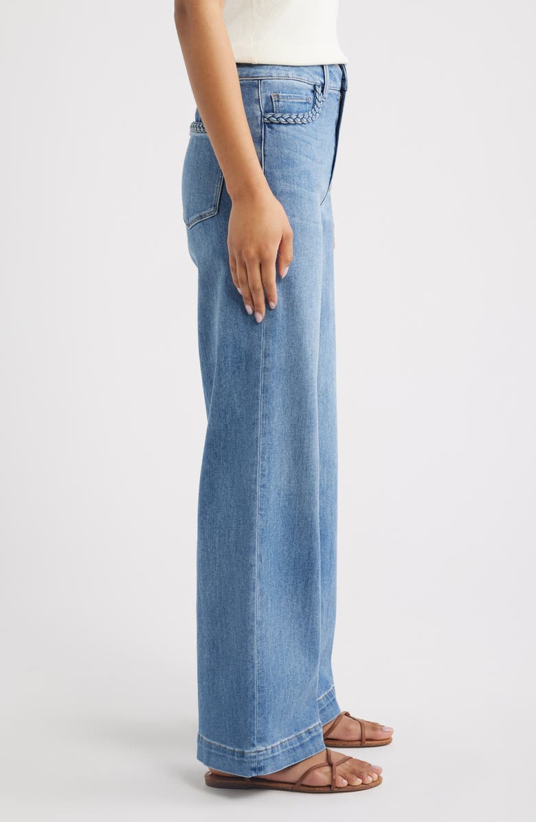 PAIGE Anessa Braided Pocket High Waist Wide Leg Jeans, Alternate, color, Encino