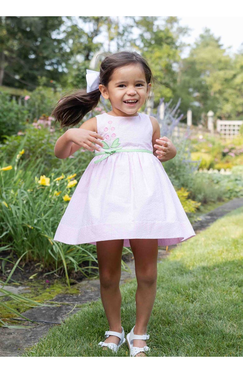 Florence Eiseman Check Seersucker Dress With Flowers, Alternate, color, Pink / White