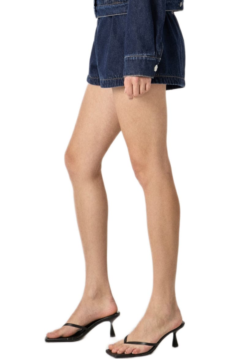 High Waist Denim Shorts, Alternate, color, NAVY