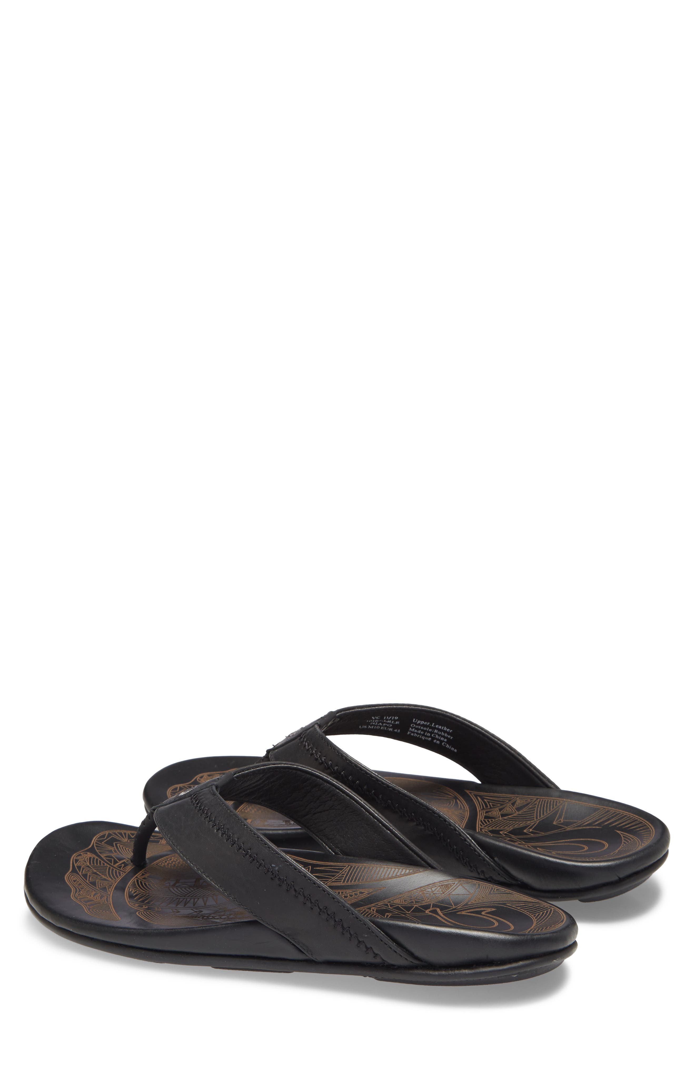 OluKai Hiapo Flip Flop, Alternate, color, Lava Rock Leather