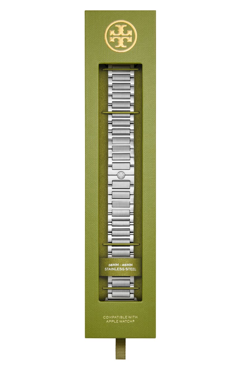 Tory Burch The Kira 18mm Apple Watch<sup>®</sup> Bracelet Watchband, Alternate, color, Silver