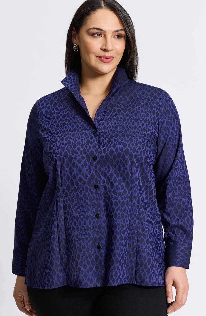 Foxcroft Katie Abstract Snakeskin Print Twill Button-Up Shirt, Alternate, color, 